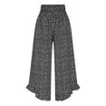 thumbnail image 6 of LADIGASU Ladies' Casual Polka Loose High Waist Cinched Waist Wide Leg Pants Cropped Pants, 6 of 6