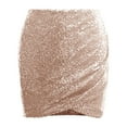 thumbnail image 5 of CharmCyan Sequin Mini Skirt for Women Ruched Bodycon Wrap Design Shimmer Party Casual Stretchy Slim Fit Skirt Above Knee Length Rose Gold S, 5 of 5