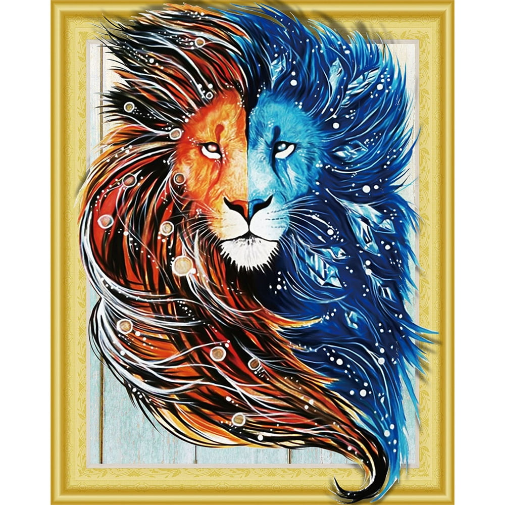 5D Special Shaped Diamond Painting Colorful Lion DIY Embroidery Crystal