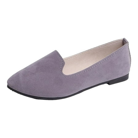 Mepaouo Women s Flat Dress Ballet Shoes Business Casual Slip on Walking Loafers(Grey 8)