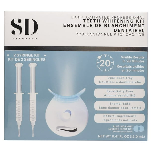 Spa Dent Professional Teeth Whitening Kit Light Activated 2 Syringe Kit