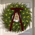 thumbnail image 5 of Yastouay 24" Cedar Wreath for Front Door with Lights, Artificial Christmas Wreath for Wall Porch Home Xmas Decor, 5 of 10