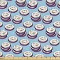 thumbnail image 1 of Food Fabric by the Yard Upholstery, Eggplant Slices Delicious Cooking Farming Fresh Aubergine Plants Eating, Decorative Fabric for DIY and Home Accents, Purple Sky Blue by Ambesonne, 1 of 5