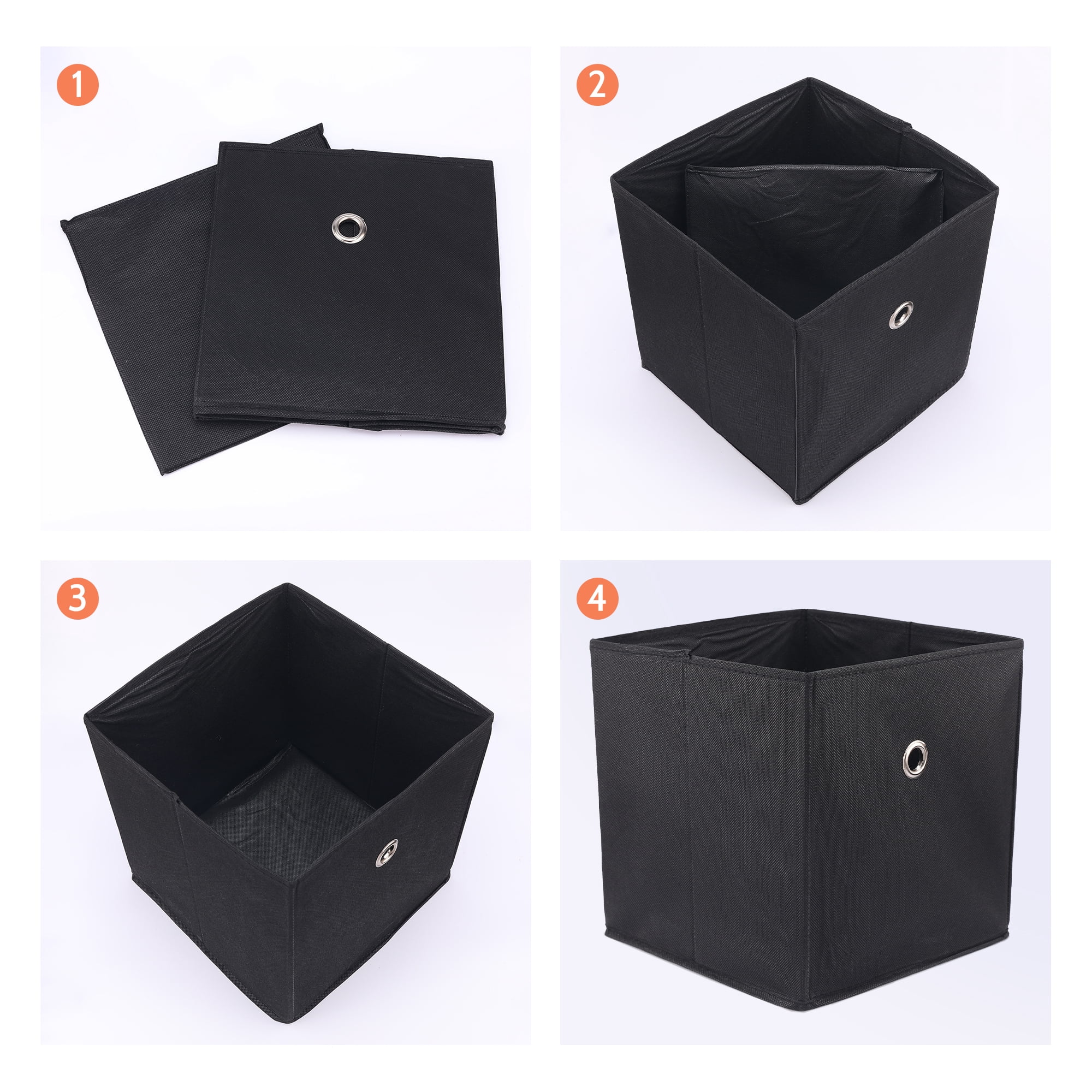 Unique Bargains Fabric Storage Bin for Shelves Closet Black 11*11*11in