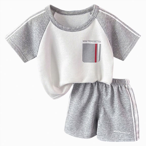 Toddler Boy Clothes Set Summer Short-Sleeve Shirt & Elastic Waist Shorts Set 6-12 Months 12-24 Months 2t 3t 4t 5t 6t 7t 8t 9t Children 7-8 Years