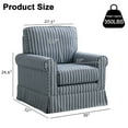 thumbnail image 5 of Bonzy Home 30" Wide Bohemian Cotton Blend Vertical Stripe Sloped Arm Swivel Accent Chairs for Adults, Blue, 5 of 5