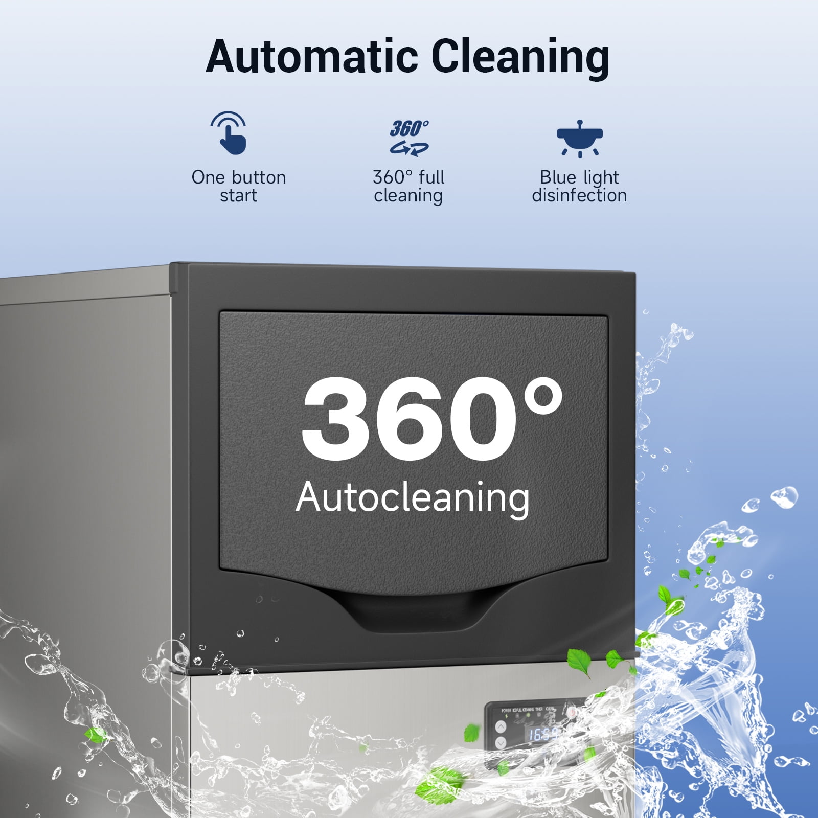 Joreek Under Counter Ice Machine, 100 lbs/24h Commercial Ice Maker with 33lbs Ice Storage, Stainless Steel Freestanding, Self Cleaning Ice Makers for Home/Restaurant/Bar