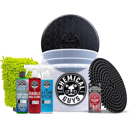 Guys HOL126L 8-Piece Arsenal Builder Car Wash Kit with Bucket, Dirt Trap, Lid, Wash Mitt, Air Fresheners and (3) 16 oz Car Care Cleaning