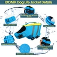thumbnail image 3 of IDOMIK Dog Life Jacket with Reflective Strips, High Flotation Puppy Swim Vest with Rescue Handle and D-Ring for Boating, Swimming and Surfing, Blue, 3 of 8