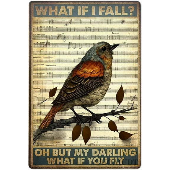 Diamond Art Kits for Adults,5D Painting Art Bird Sheet Music Diamond Painting Kit for Beginner What If I Fall DIY Diamond Gem Art Painting Kits for Home Wall Decor 8x12 Inch