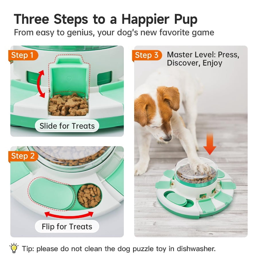 Double-Layer Dog Puzzle Toy, Interactive Mental Stimulation Slow Feeder, Non-Slip Puppy Treat Dispensing Toy, Durable Enrichment Brain Game Toy Relieves Boredom, Suitable for Small Medium Large Dog B