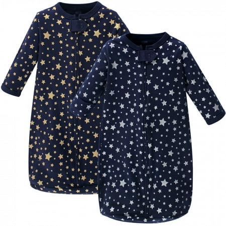 

Hudson Baby Infant Cotton Long-Sleeve Wearable Sleeping Bag Sack Blanket Metallic Stars 3-9 Months