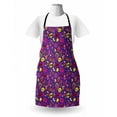 thumbnail image 3 of Emoticon Apron, Nineties Comic Book Style for Women with Cosmetics Stars Lips Hearts on Purple, Unisex Kitchen Bib with Adjustable Neck for Cooking Gardening, Adult Size, Multicolor, by Ambesonne, 3 of 4