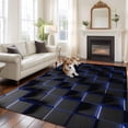 thumbnail image 2 of Area Rug for Living Room, Blue Black Cubes Non-Slip Indoor Large Carpet for Bedroom/Dining Room, Modern Geometric Abstract Art Washable Low-Profile Rectangle Floor Runner Rugs - 6 x 9 Ft, 2 of 8