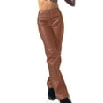 thumbnail image 2 of SELONE Leather Pants for Women Brown High Waist Trousers with Pockets Leather Faux Full Length Lounge Pants Casual Long Trendy Pants Pull on Solid Straight Leg Lightweight Comfy XL Summer Clothes, 2 of 7