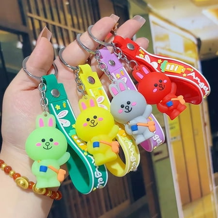 

Kripyery Keychain Pendant Adorable Appearance Exquisite Pattern Lightweight Easy to Hang Vibrant Color Decorative Plastic Cement Cartoon Rabbit Style Backpack Keychain Pendant for Kids
