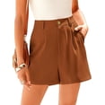 thumbnail image 6 of FreshPretty Shorts for Women Dressy Casual Summer Elastic Waist in The Back Pleated Wide Leg Tailored Work Trouser Shorts, 6 of 7
