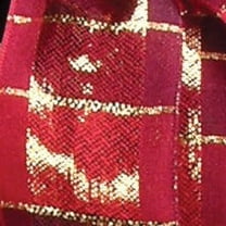 The Ribbon People Red and Gold Striped Woven Taffeta Wired Craft Ribbon 1.5" x 25 Yards