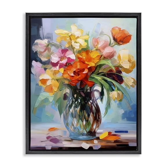 Stupell Industries Dreamy Bouquet of Vibrant Blooms Black Framed Floater Canvas Wall Art, design by Creative Studio