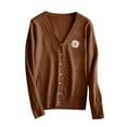 thumbnail image 5 of SYMOID Womens Brown Acrylic Cardigan - Daisy Embroidered V-Neck, Button-Front Soft Lightweight, Sizes S-XXXL, Casual Spring/Fall Layer,Size 2XL, 5 of 5