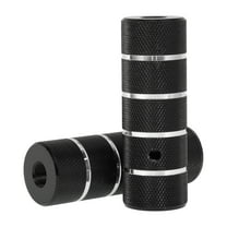 2 Pcs Aluminum Alloy Anti-Skid Bike Pegs 110mm Length Four Stripes Pattern Bicycle Backseats Stands Cycling Foot Pegs 9/16 inch Axles Black