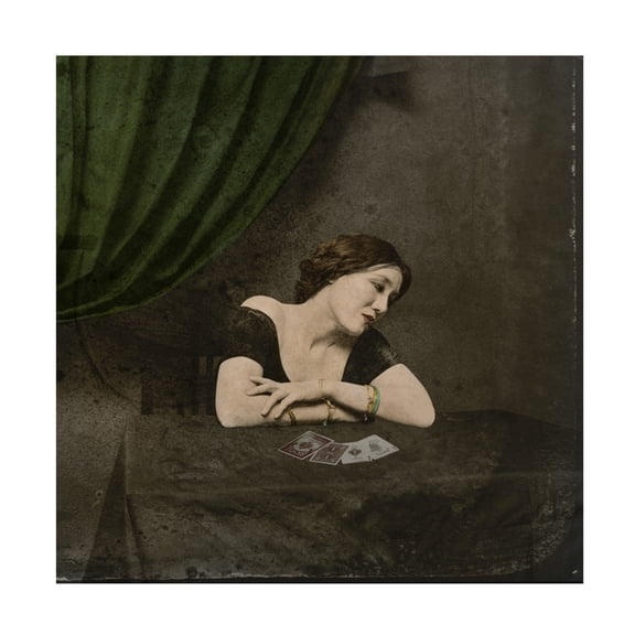 Canvas Wall Art - Saskia Dingemans 'Card Divining Victorian Lady' Wall Art for Living Room, Bedroom, or Office Décor by Trademark Fine Art - 14 x 14 Inches