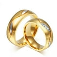 thumbnail image 2 of 18K Black/Gold Plated CZ Band 6mm Stainless Steel Engagement Couple Ring Sz 5-13, 2 of 9