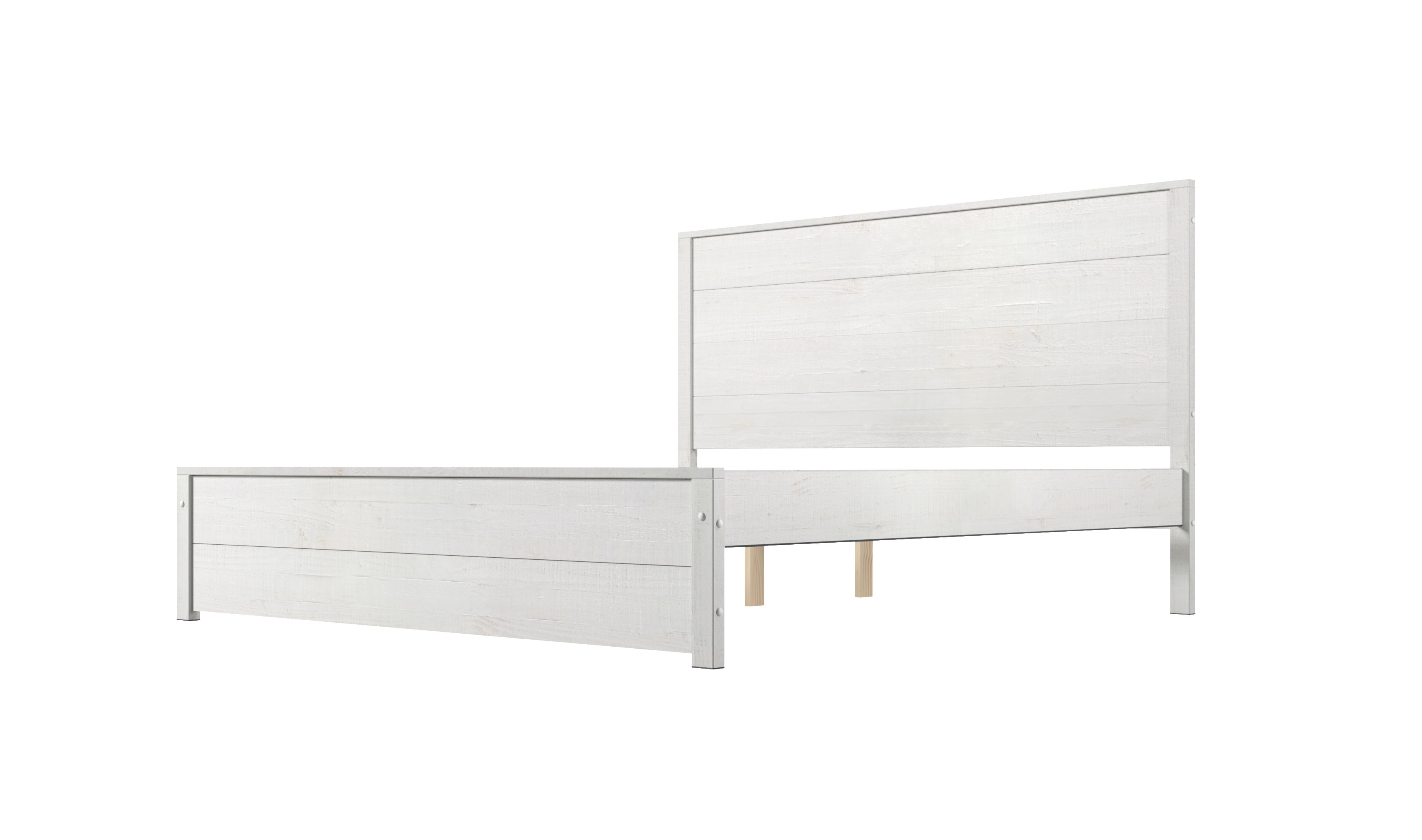Camaflexi Hampton Solid Wood Queen Size Bed, Queen Bed Frame with Headboard, Coastal White Finish