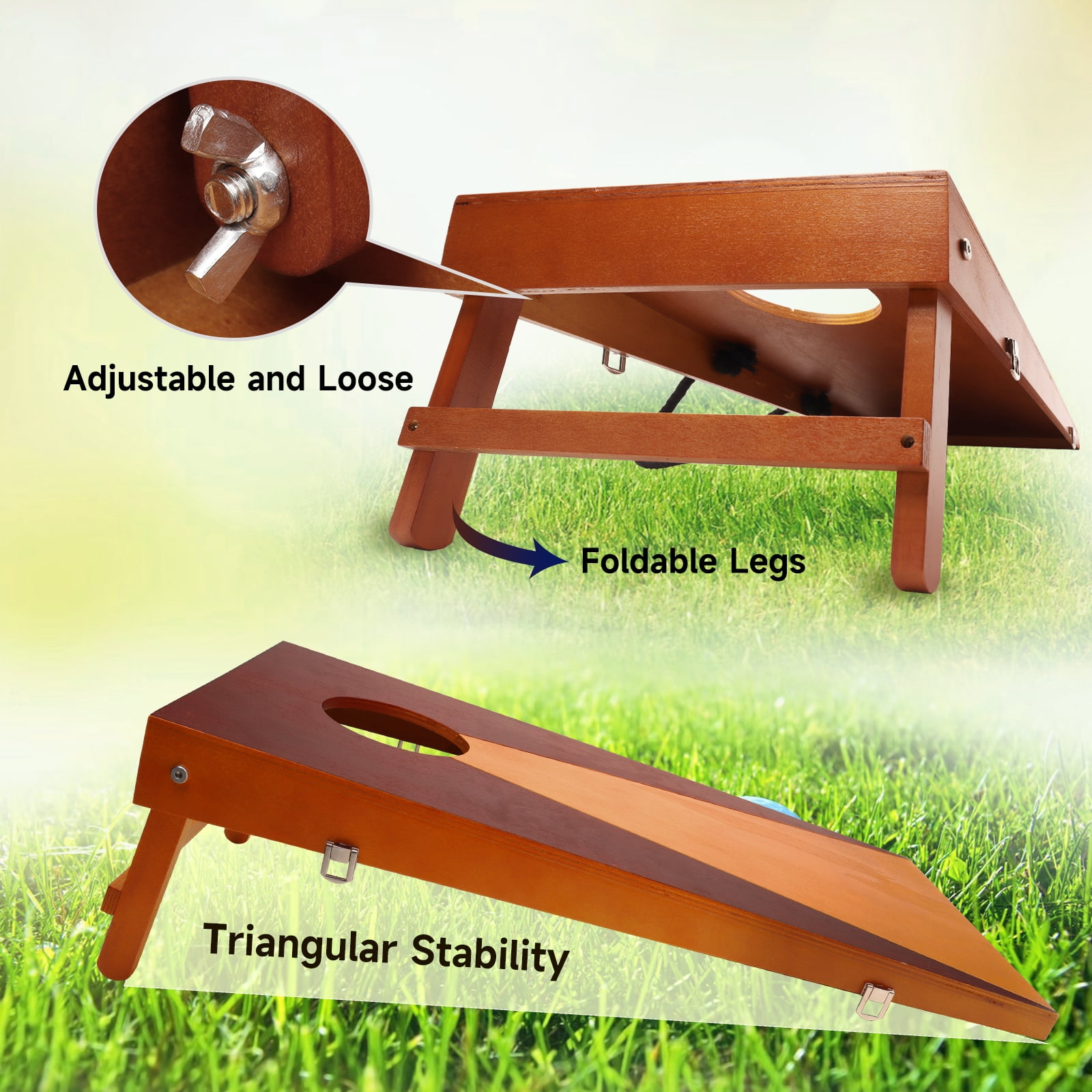 GSE Games & Sports Expert 2'x1' Wooden Portable Cornhole Toss Games Set with 2 Solid Wood Corn Hole Boards and 8 Bean Bags. Great for Indoor/Outdoor Lawn Backyard