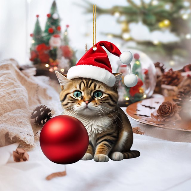 Figuras de gato de Navidad, decoración bonita y encantadora, árbol de decoración para gato, decoraciones colgantes para coche