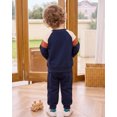 thumbnail image 5 of Toddler Baby Boy Clothes 2T Boys Fall Winter Outfits 3T Boys Long Sleeve Color-blocked Sweatshirt Pants 2PCS Clothing Set Dark Blue, 5 of 7