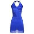 thumbnail image 3 of iixpin Justaucorps à Franges en Strass pour Femmes Cocktail Salon Rumba Salsa Danse Justaucorps Combinaison Bleu G, 3 of 4