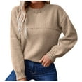 thumbnail image 2 of Sakmal Yellow Woemns Sweaters Pullover Ugly Tops Long Sleeve Casual Crew Neck Plain Sweaters for Women, 2 of 9