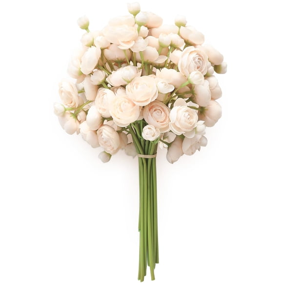 Flores artificiales Floroom Ranunculus Champagne, 18 unidades