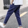 thumbnail image 5 of Cethrio Slim Straight Jeans for Boys, Elastic Waist Casual Stretch Pants with Pockets Blue Size 5 T, 5 of 6