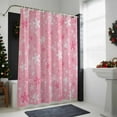thumbnail image 4 of Pink Christmas Snowflakes Bathroom Shower Curtain Winter Snowfall Shiny White Modern Waterproof Washable Shower Curtains for Bathtub Bath Decor with Grommets and Hook 66 X 72 Inch, 4 of 8
