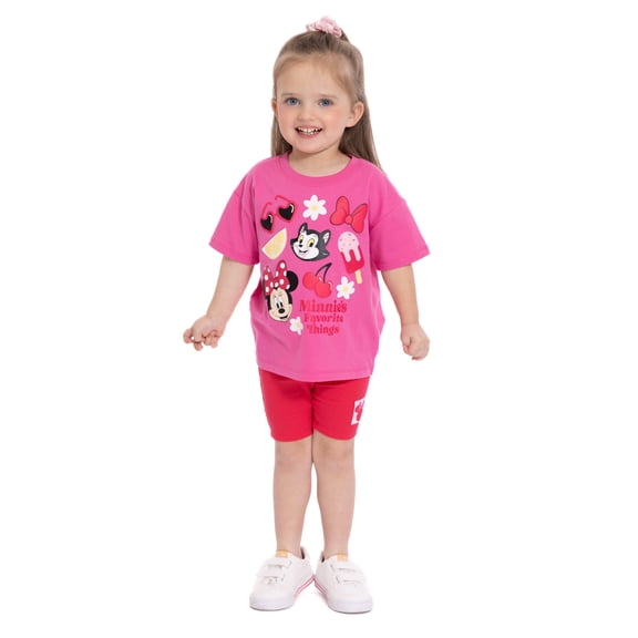 Minnie Mouse Toddler Girls Graphic Tee and Bike Shorts Set, 2-Piece, Sizes 12M-5T