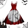 thumbnail image 2 of Women Vintage Halloween Print Sleeveless 1950s Evening Swing Party Prom Dress, 2 of 3