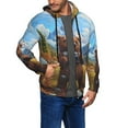 thumbnail image 2 of Zufioo Snowy Mountain Photography Bear Print Men's Hooded Cardigan, Zip-up Long-Sleeved Sweatshirt Jacket Sportswear-Medium, 2 of 5