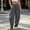 Gray, variant on Women’s Pre-Shrunk Linen-Look Loose Fit Harem Pants Elastic Waist Casual Ankle Trousers with Side Pockets