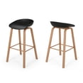 thumbnail image 4 of Noble House Soren Modern 30" Fabric Barstool with Iron Legs, Set of 2, Black, Natural, 4 of 10