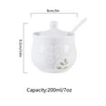 thumbnail image 3 of White Sugar Bowl With Lid And Spoon, Ceramic Salt Pot Storage Canister, Hand Drawn Pattern Spice Jar, Kitchen Decoration, Coffee Bar-White 3-200ml, 3 of 6