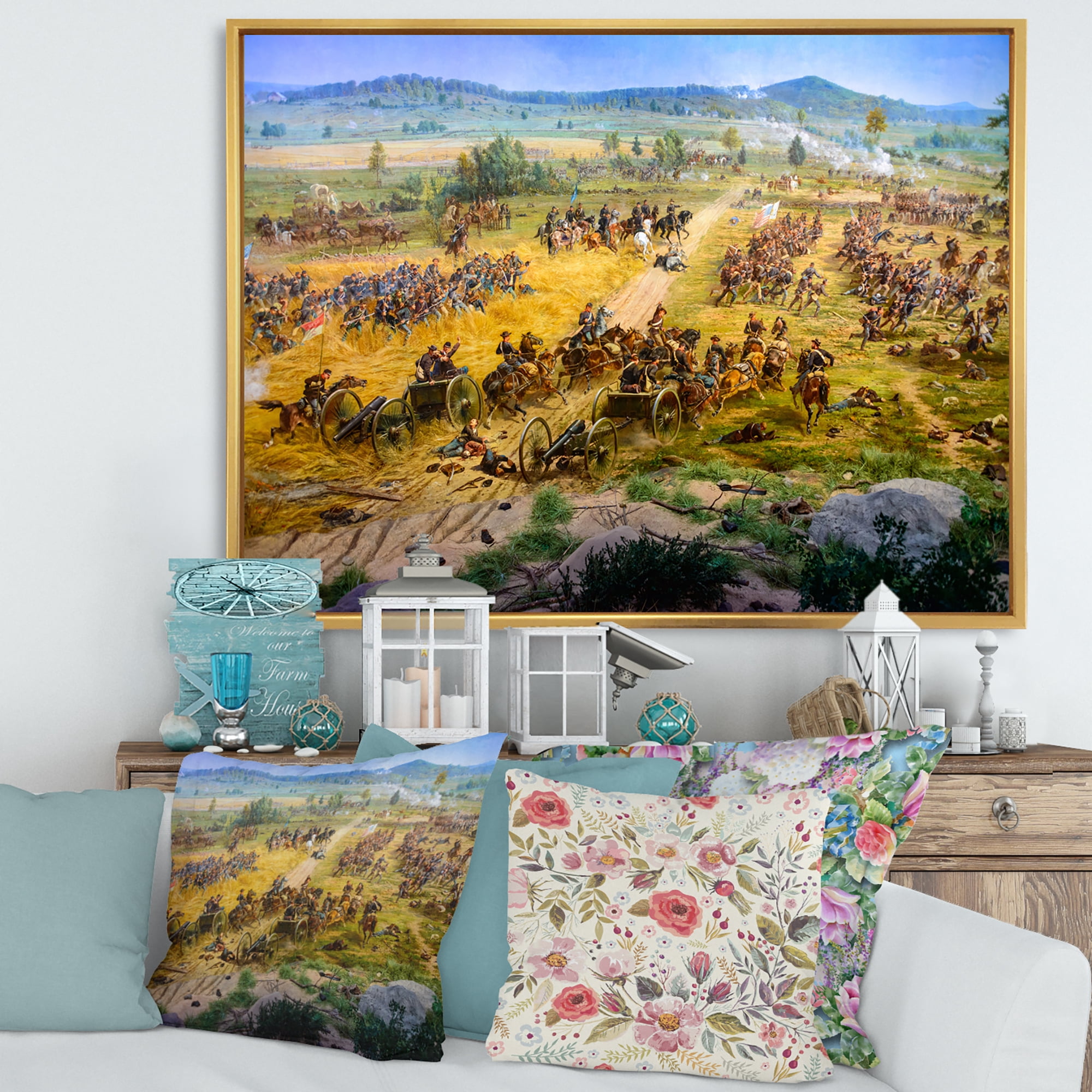 Designart 'Historical Gettysburg National Military Park' Vintage Framed Canvas Wall Art Print