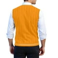 thumbnail image 3 of Sweater Vest Men V Neck Casual Sleeveless Pullover Striped Cable Knit Business Casual Tops Fall Winter College Style Sweaters Yellow 3XL, 3 of 3