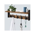 thumbnail image 1 of Wall Hooks with Shelf, Wood Coat Rack with Shelf Wall-Mounted, Entryway Hanging Shelf with 5 Metal Hooks for Clothes Hats Towel Purse, Bathroom Mudroo, 1 of 5