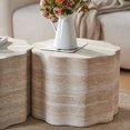 thumbnail image 5 of SESSLIFE Modern Round Coffee Table Set, 2 Piece Living Room Tables with Faux Mars Pattern, Easy to Clean Minimalist Side Table for Apartment, Office, Compact Design, 5 of 11