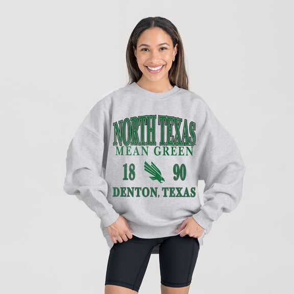Women's Gameday Couture Ash North Texas Mean Green Premium Fleece Pullover Sweatshirt