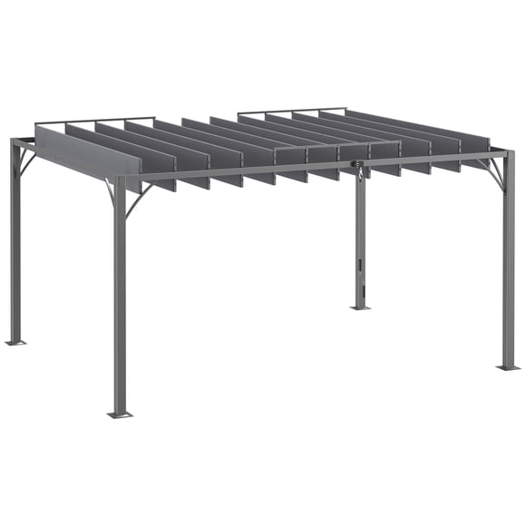 CoSoTower 12.8' x 9.7' Outdoor Pergola with Retractable Roof, Aluminium Louvered Pergola Canopy Gazebo for Lawn Garden Patio, Grey