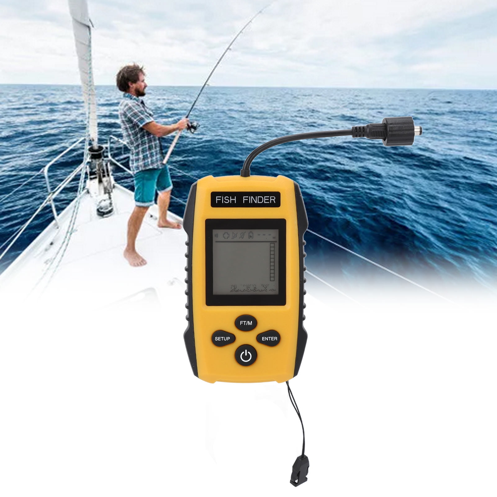 Fish Finder Sonar Sensor Kayak Wired Handheld Fish Depth Gauge with LCD  Display 5 Sensitivity Levels for Boat Lake Lake Ice,Portable and Sensitive  