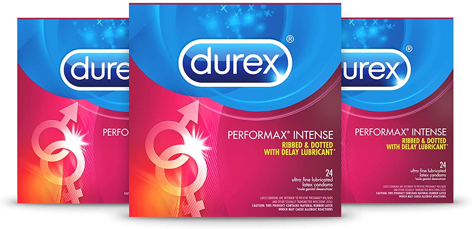 Durex Performax Intense Lubricated Ribbed Dotted Premium Condoms, 12 ct -  (Pack of 6) - Walmart.com